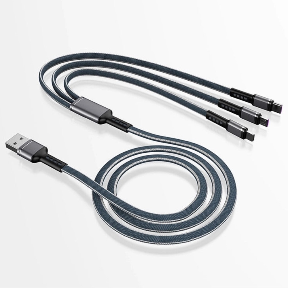 Multi-Device Charging Cable in Gray and Black